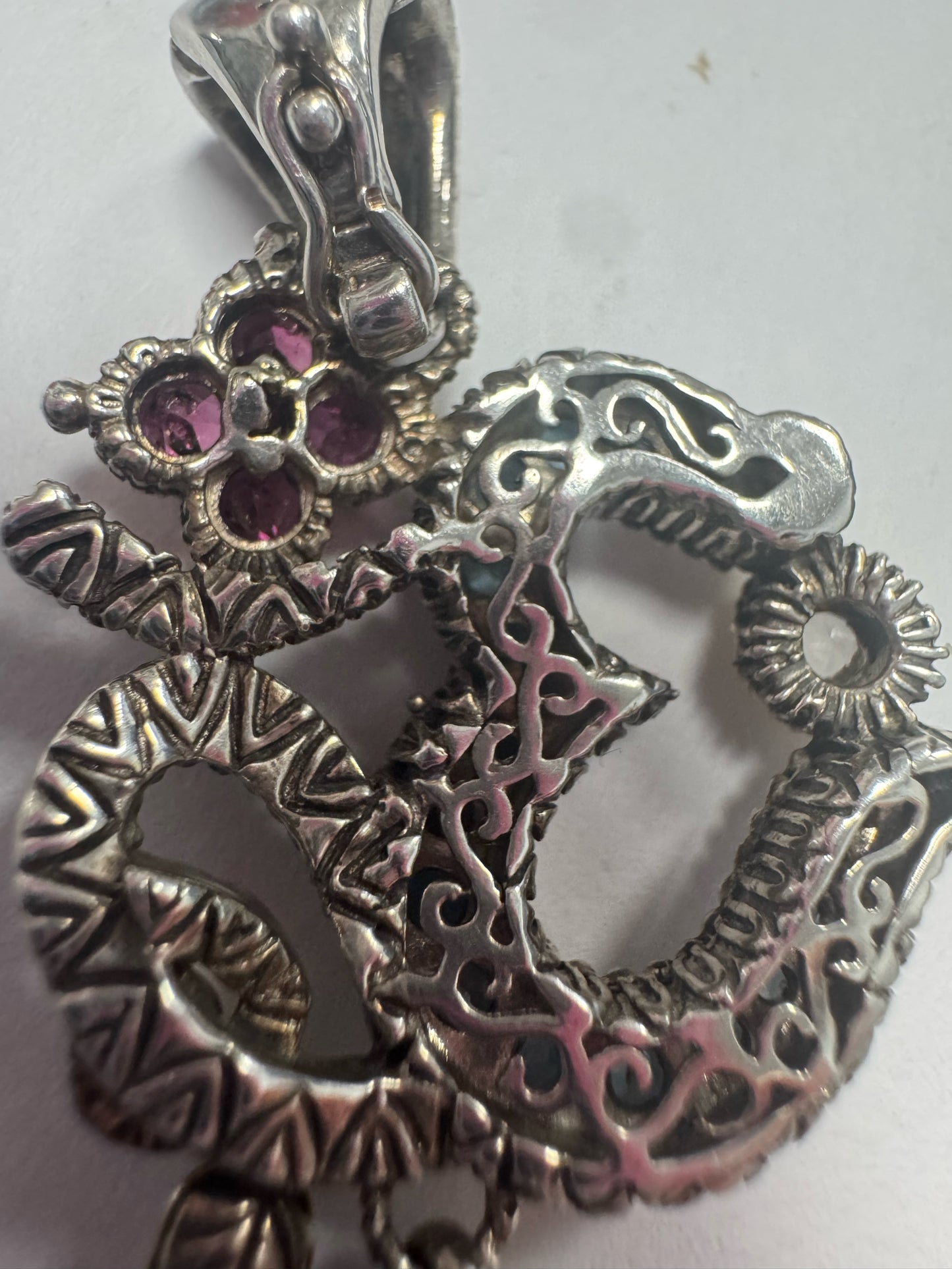 Barbara Bixby Sterling & 18K Gold Sapphire Garnet Black Pearl Pendant Enhancer