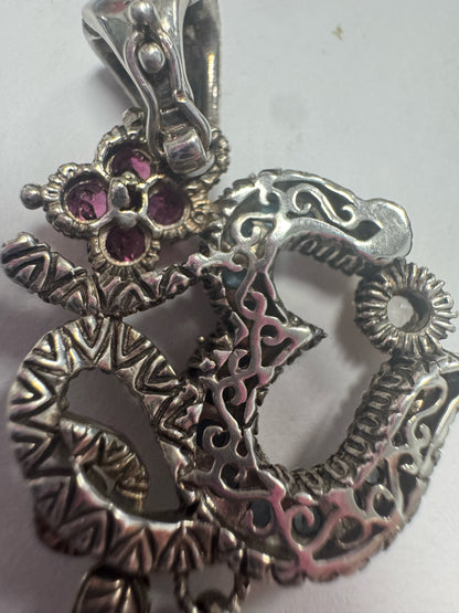 Barbara Bixby Sterling & 18K Gold Sapphire Garnet Black Pearl Pendant Enhancer