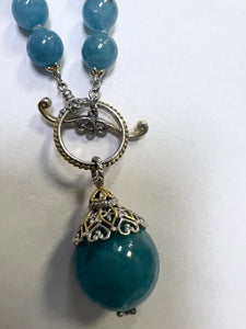 Michael Valitutti Gems En Vogue Sterling Silver Milky Aquamarine Bead Bracelet