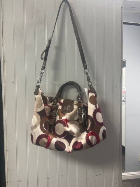 Designer Beige/Red Coach Handbag