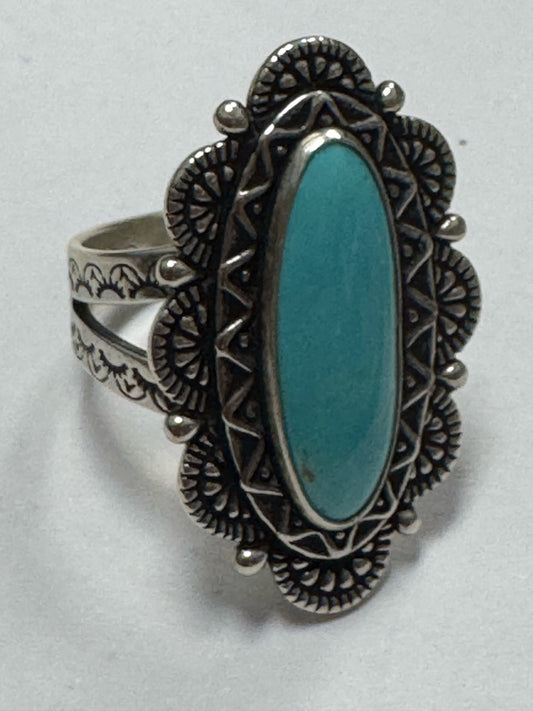 Carolyn Pollack Sterling Silver Ring Turquoise Size 9