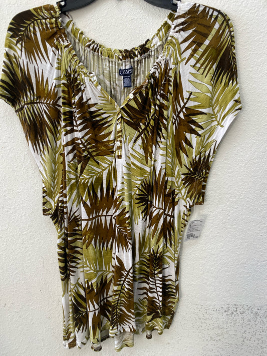 Green and Brown Print Chaps Short Sleeve Shirt Women's