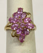 14k Yellow Gold Pink Sapphire Cluster Ring Size 6