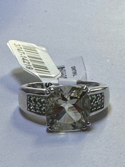 Sterling Silver Tsavorite Prasiolite Ring 3.28 ct tw Size 8 New w/ Tags JTV