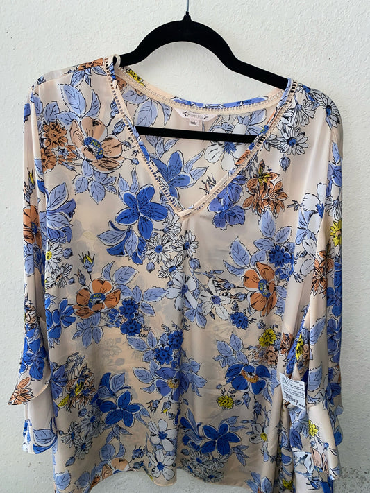 Pink Floral Nanette by Nanette Lepore Long Sleeve Shirt Women's