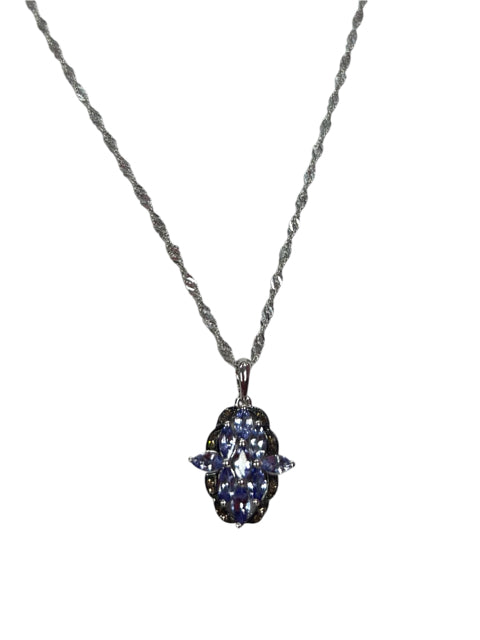 Sterling Silver Tanzanite Pendant & Necklace Chain JTV New