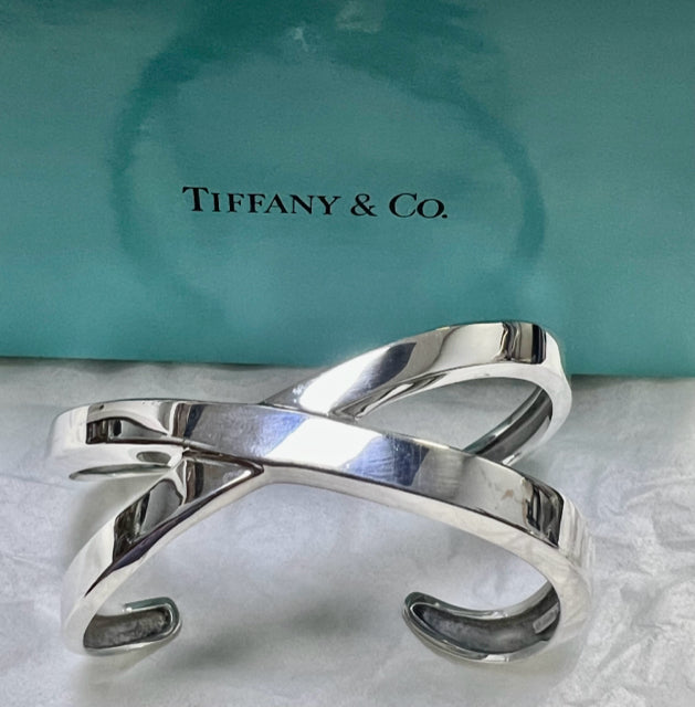 Tiffany & Co. Paloma Picasso Sterling Silver Graffiti X Cuff Bracelet w/ Box