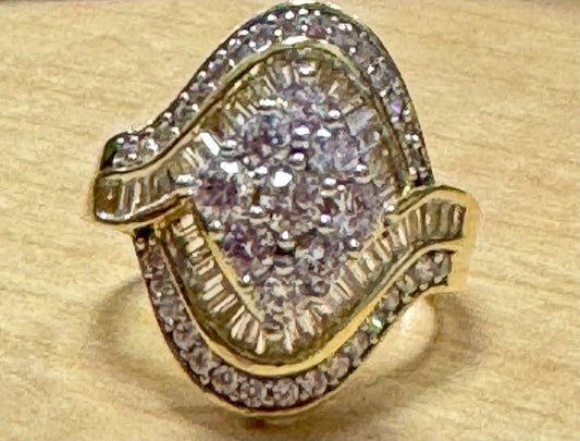 Gold Over Sterling Silver CZ Ring Size 9 JTV