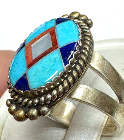 Carolyn Pollack Sterling Silver Inlaid Ring Size 8
