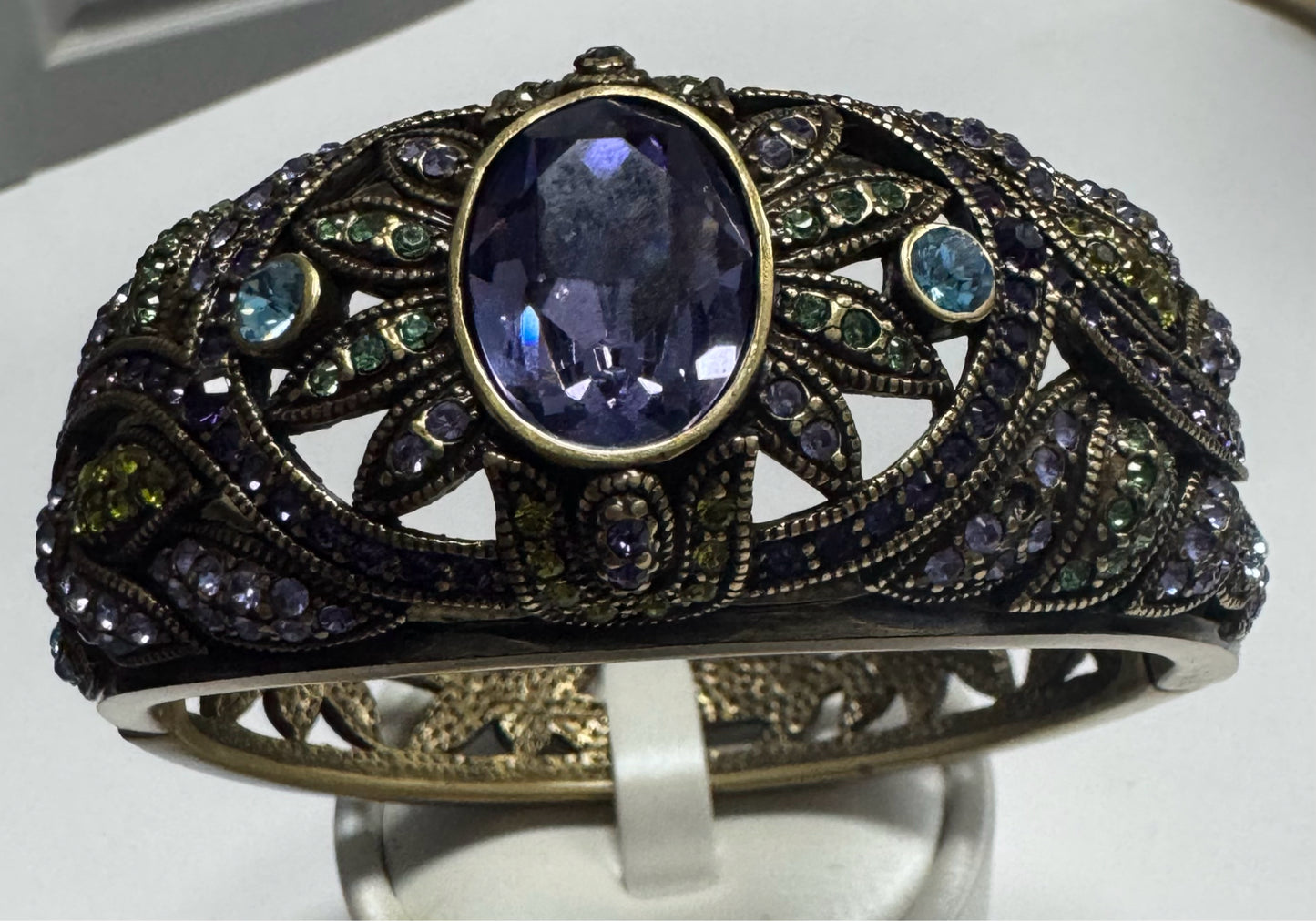 Heidi Daus Delight In Tanzanite Clamper Bracelet  Purple  Blue Bronze Statement