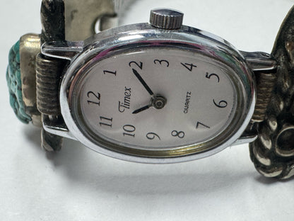 Sterling Silver Watch Tips Turquoise & Coral Made in Mexico Timex Watch