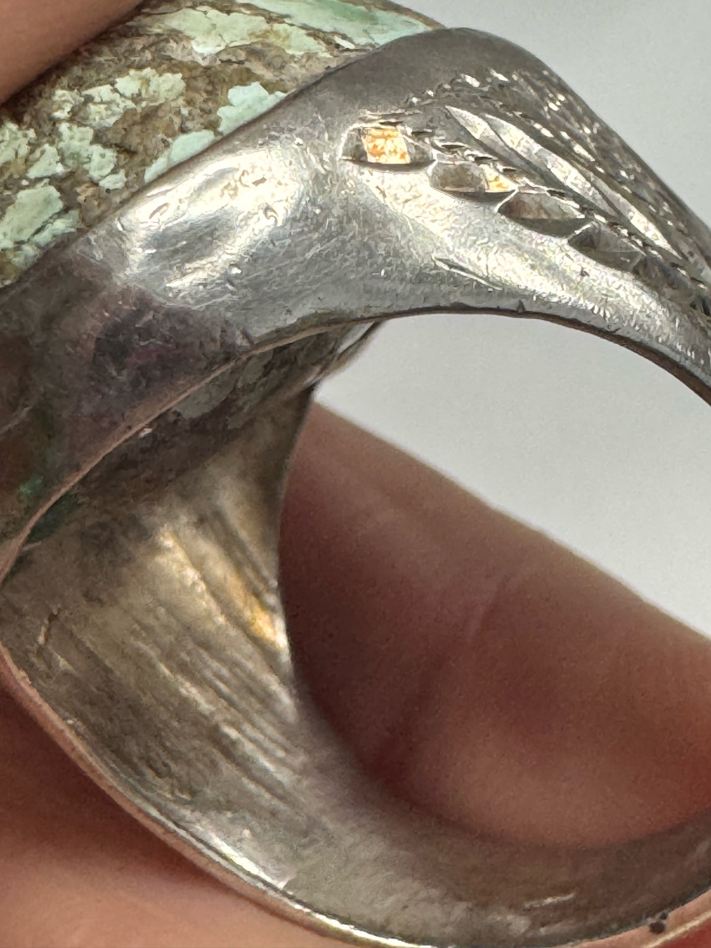 Vintage Native American Sterling Silver Heavy 29g Turquoise Ring Size 11.5