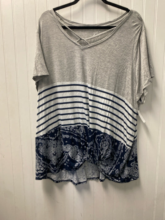 Gray/White/Navy 24/7 Maurices Short Sleeve Shirt Women's