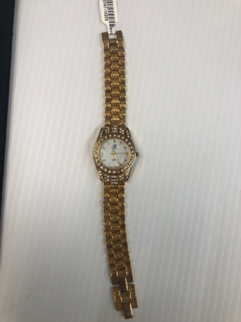 Burgi Goldtone Bling Watch New Battery
