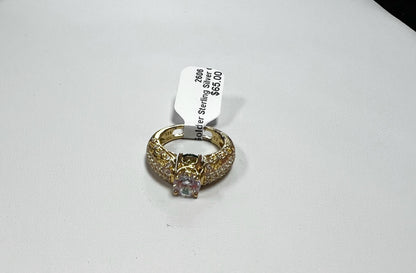 Gold Over Sterling Silver CZ Ring Size 5 JTV