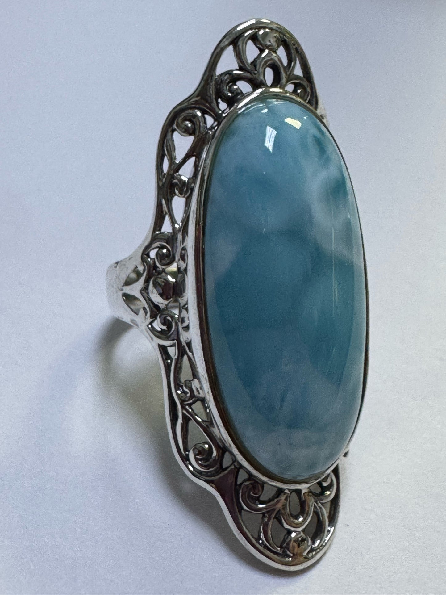 Sterling Silver Larimar Ring Size 8 CFJ