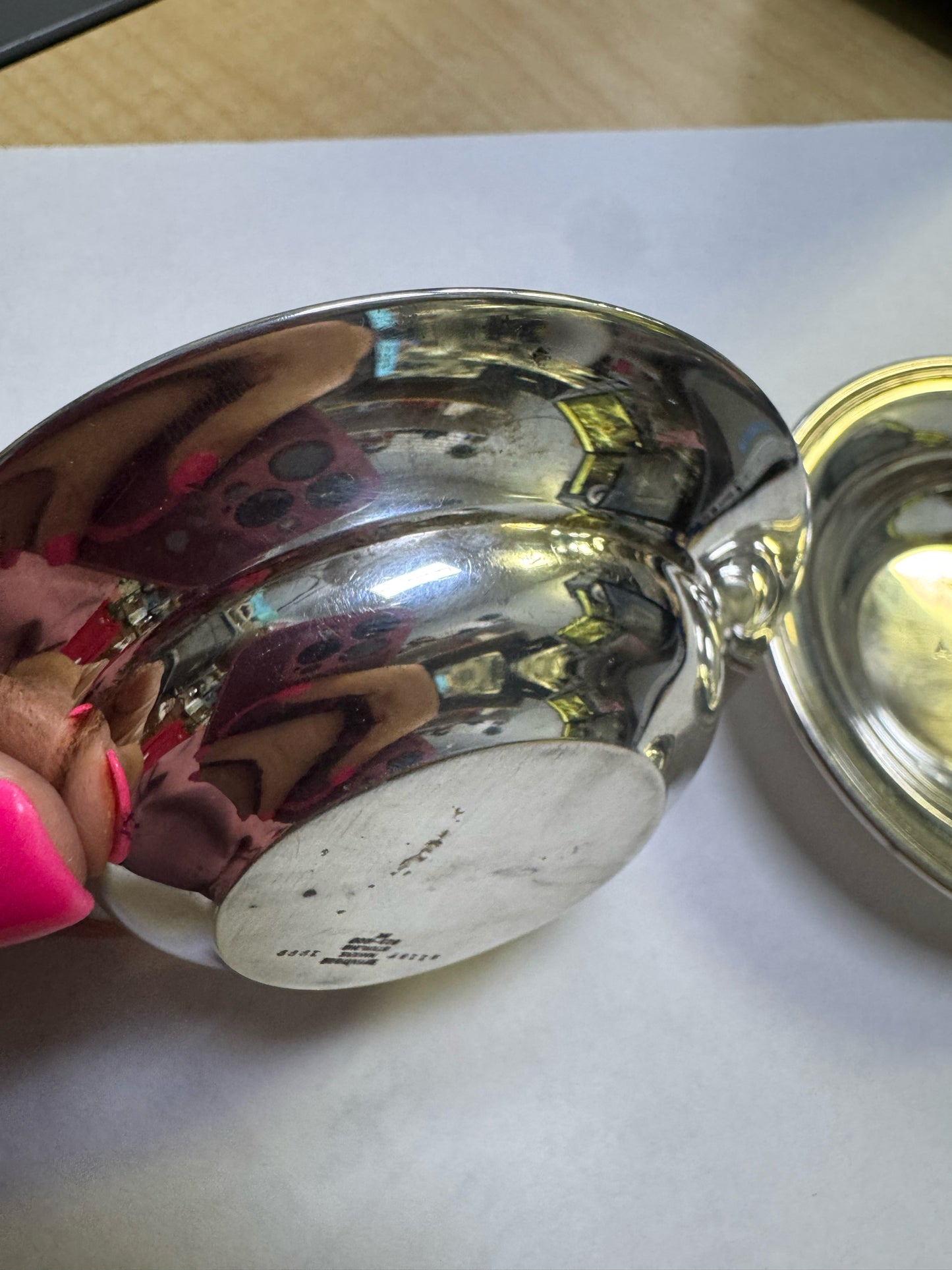 (2) Pair Set of Tiffany & Co Sterling Silver Salt Cellar Dish Bowls  3.5" Diam