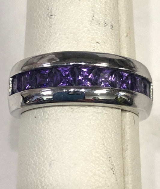 Sterling Silver Ring Amethyst Size 6.5