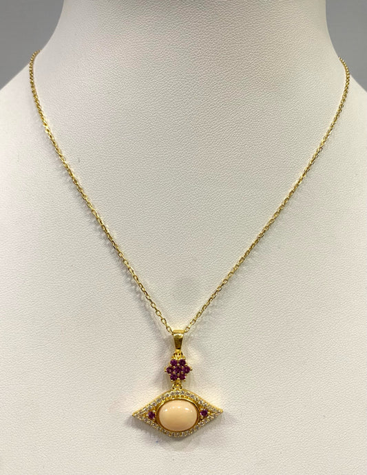 Gold Over Sterling Silver Necklace Macy's Eye Pendant Necklace 16" -18"