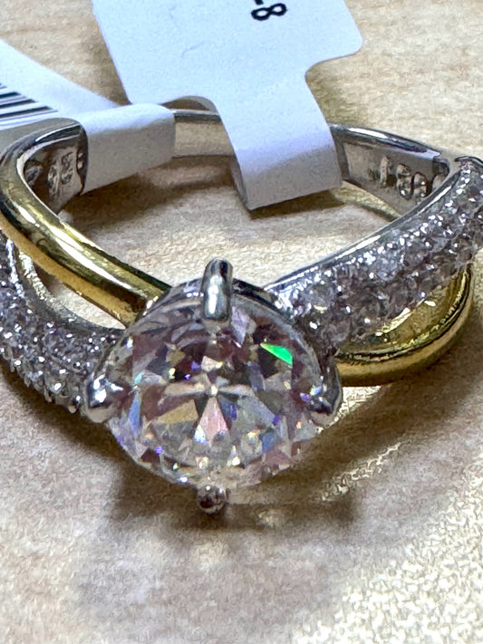 Sterling Silver Ring Size 8 CZ New w/ Tags JTV
