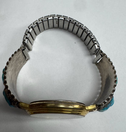 Robert Bernice Leekya Kingman Turquoise Sterling silver watch band tips RLB Zuni