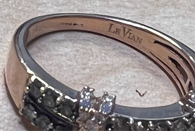 LeVian 14k Rose Gold .50cts Diamond Double Row X's Band Ring Size 7.5