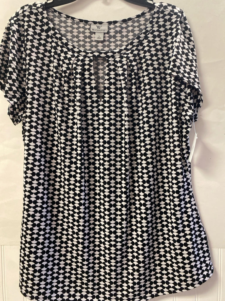 Black/White Worthington Short Sleeve Shirt Women's