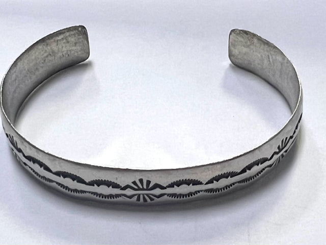 Guy Hoskie Sterling Silver .50" Open Cuff Bracelet GH Navajo