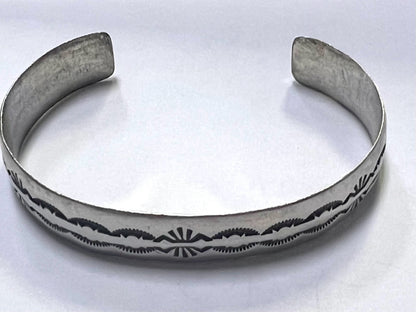 Guy Hoskie Sterling Silver .50" Open Cuff Bracelet GH Navajo