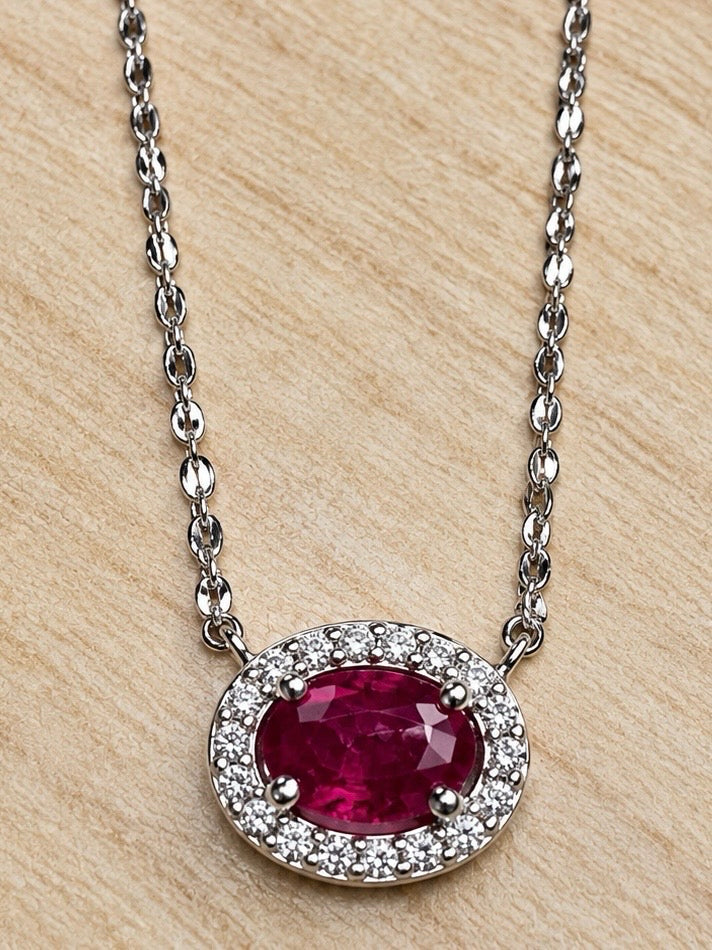 14kw Ruby & Natural Diamond Necklace Chain