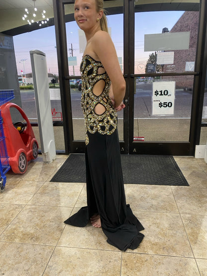 Size 2/4 Cassandra Stone Black Women's Prom