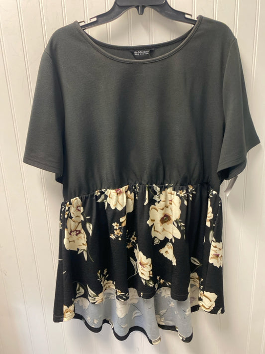 Black Floral Bloomchic Short Sleeve Shirt Women's