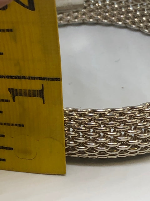 Tiffany & Co Sterling Silver Somerset Mesh Flexible 7.75"  Bracelet .60" Wide