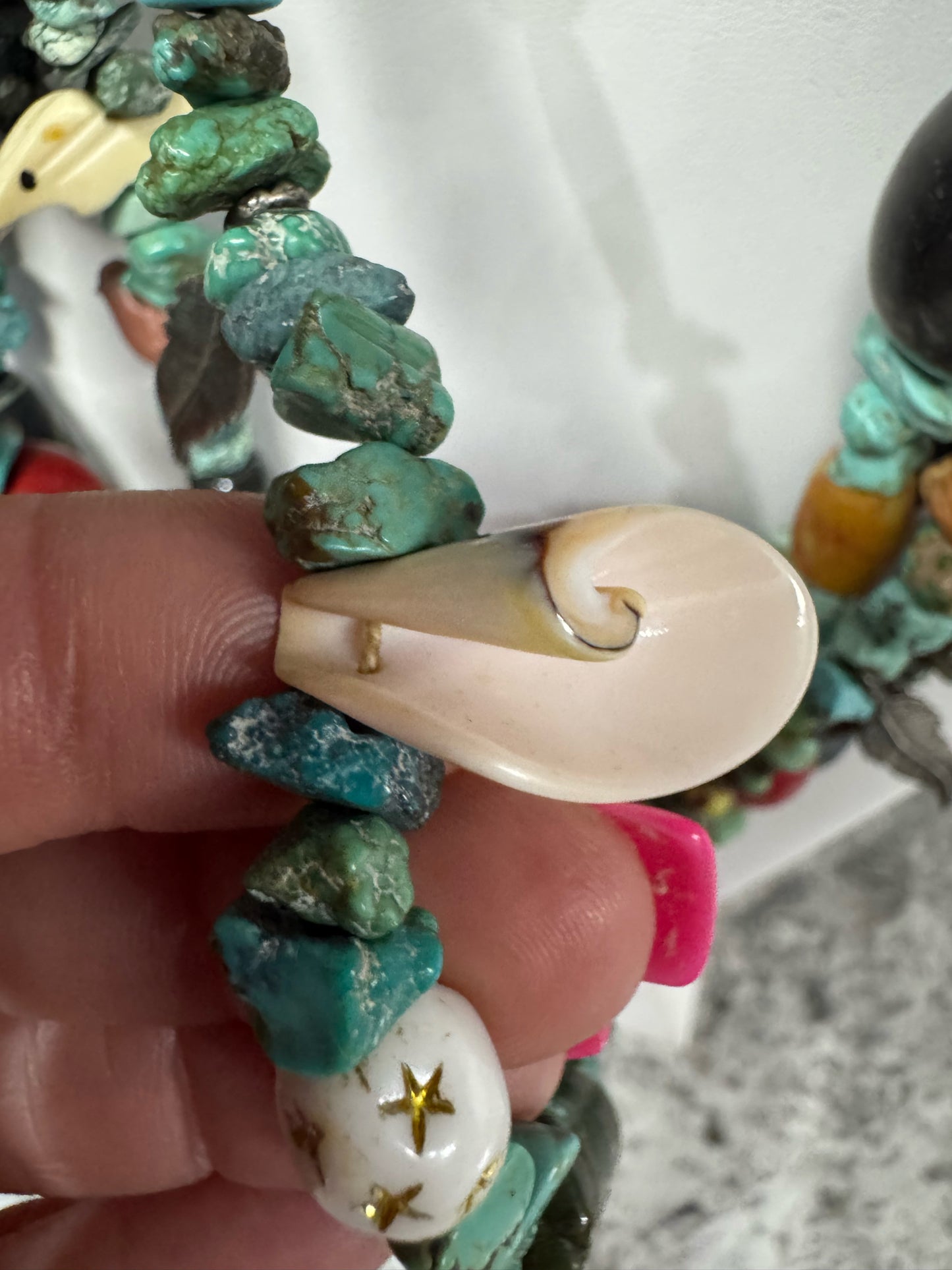 Vintage Native American Sterling Silver 4 Strand Heavy 28-32" Turquoise Necklace