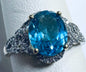 10ky Blue Topaz Diamond Ring Size 10