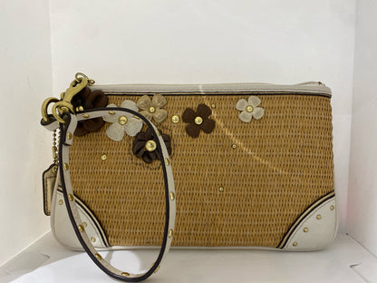 Designer Straw Coach Wristlet