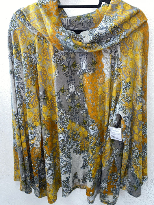 Mustard/Gray Fig and Flower Long Sleeve Shirt Women's