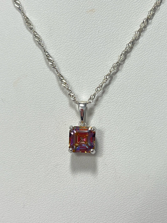 Sterling Silver Mystic Quartz Pendant & Chain New JTV