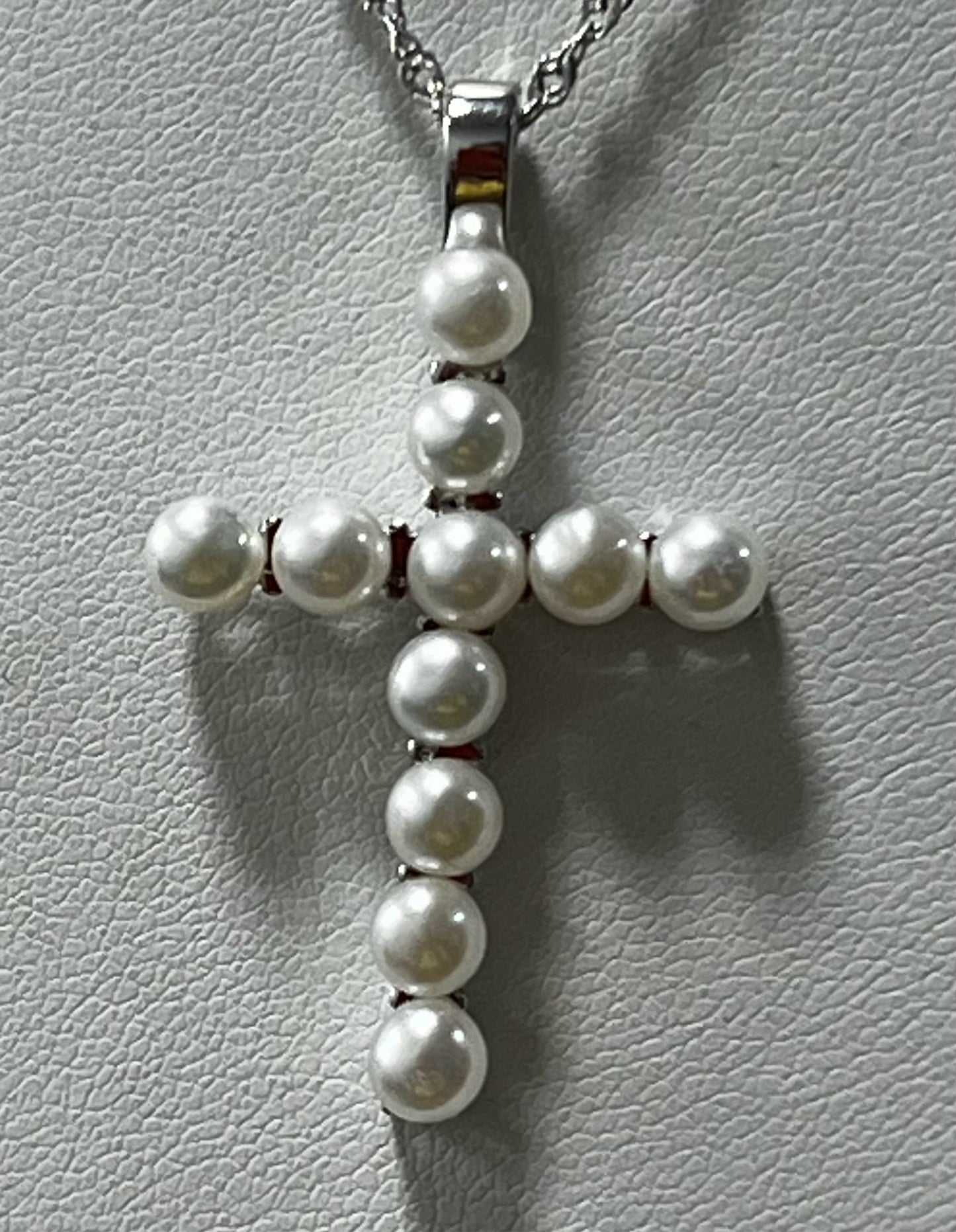 Sterling Silver Pearl Cross Pendant Necklace New JTV