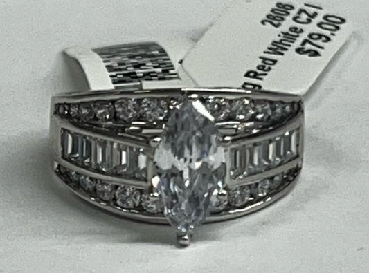 Sterling Silver Red White CZ Ring New w/ Tags JTV Size 8