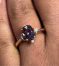 14k Rose Gold Created Alexandrite & Diamond Ring Size 8.25