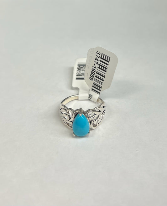 Sterling Sleeping Beauty Turquoise Ring New w/ Tags Size 8 JTV