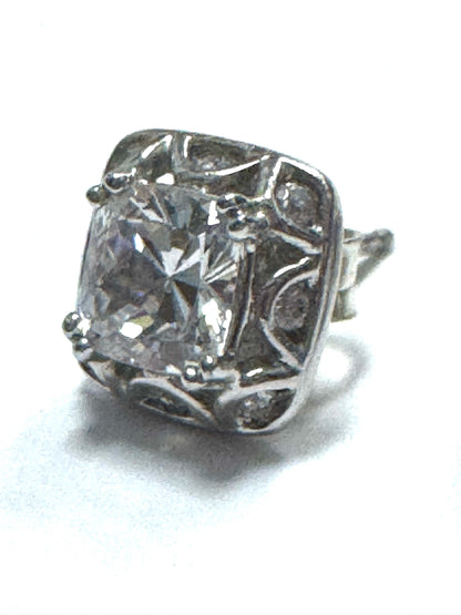 Tacori CZ Cubic Zirconia Earrings 925 Sterling Silver Stud Earrings