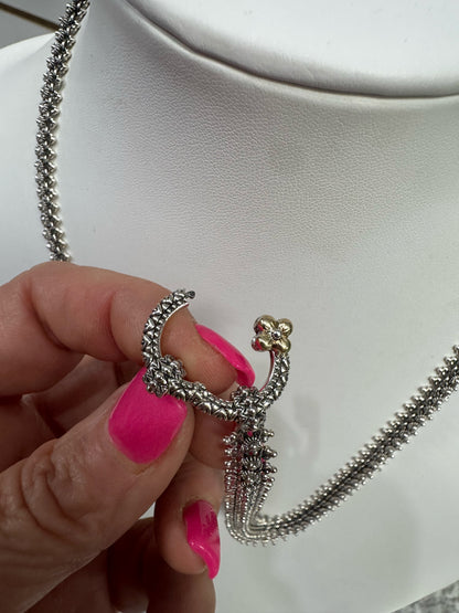 Barbara Bixby Sterling Silver& 18K Gold 25" Handmade Eastern Chain Necklace