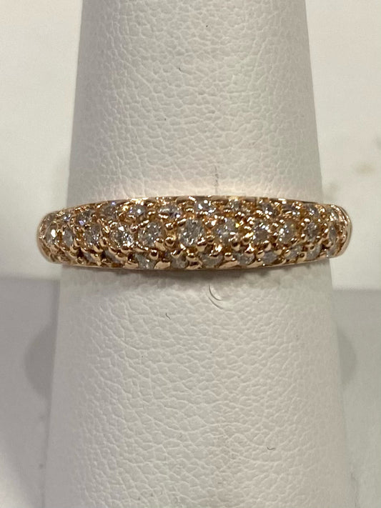 14k Rose Gold Pave Set 1/3 ct tw Natural Diamond Band Ring Size 8.75