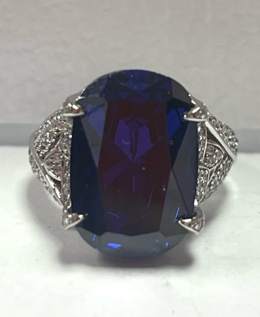 Sterling Blue & White Simulant Ring New w/ Tags JTV Size 8