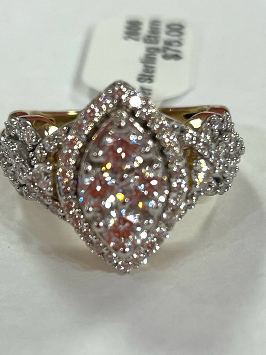 Gold Over Sterling Silver Eterno Ring JTV  Bella Luce Size 8 CZ