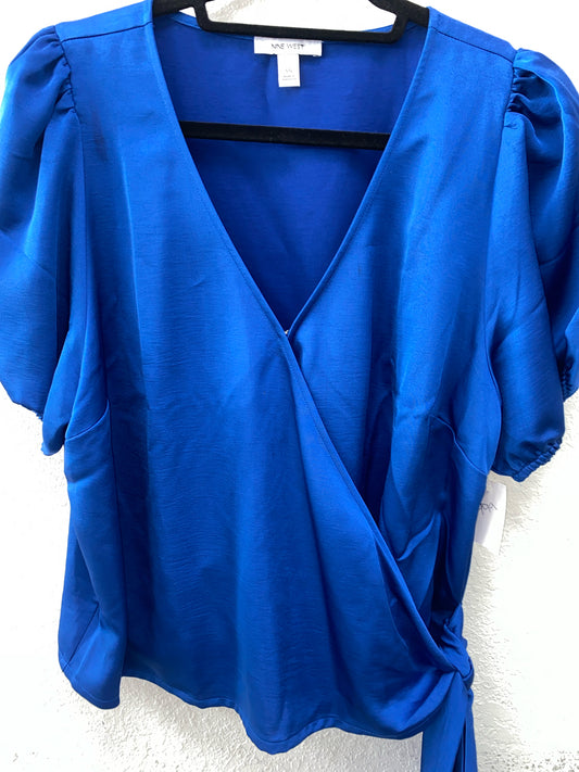 Royal Blue Nine West Short Sleeve Shirt Women's