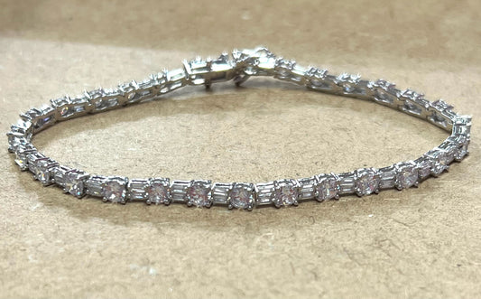 Sterling Silver CZ Tennis Bracelet New JTV 8"