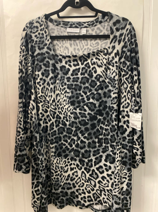 Black & Grey Susan Graver Long Sleeve Shirt Women's